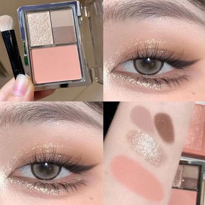 新品…好韩~一盘封神迷你四色眼影腮红综合盘细腻多色日常便携盘