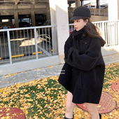 短款 双面羊绒大衣女宽松小个子绵羊毛斗篷毛呢外套深冬独特超好看