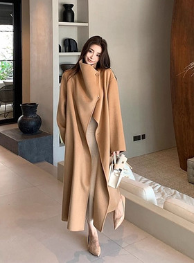 澳毛轻奢大翻领羊绒大衣女高级感长款气质双面羊毛呢毛呢秋冬外套