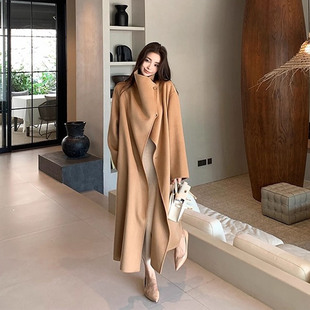 澳毛轻奢大翻领羊绒大衣女高级感长款气质双面羊毛呢毛呢秋冬外套