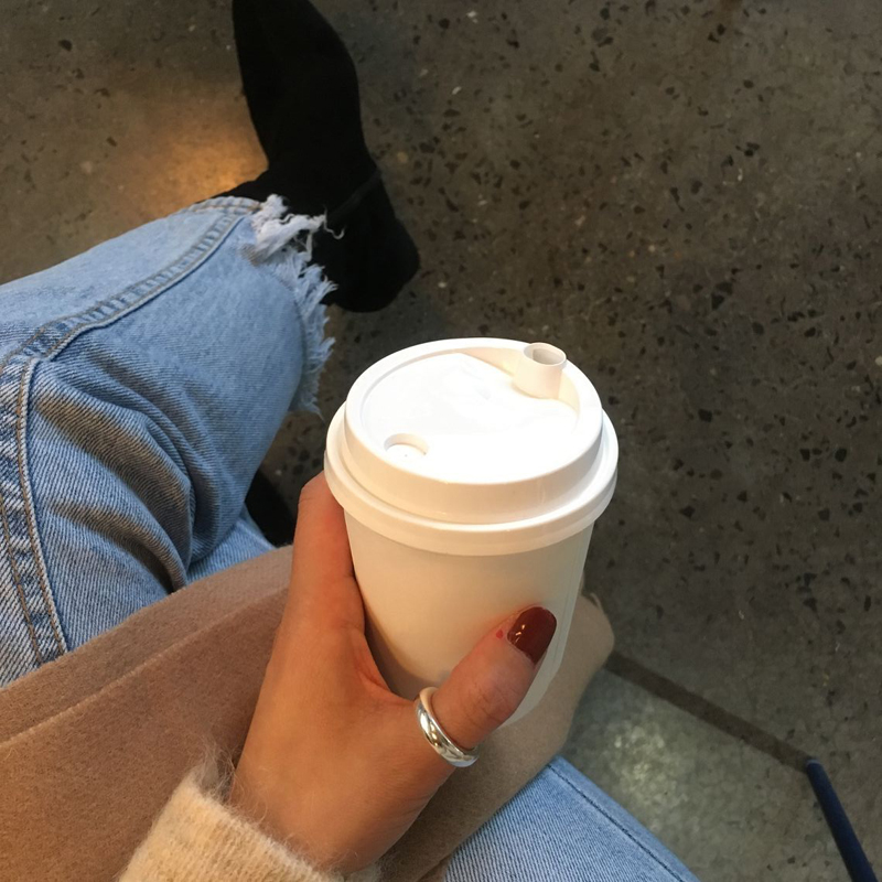 韩国925银ins风个性宽面光圈