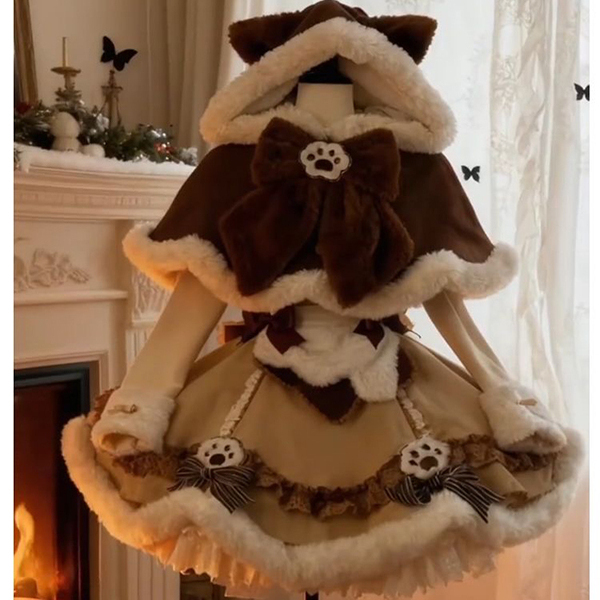 焦糖小熊冬季新款日系连衣裙