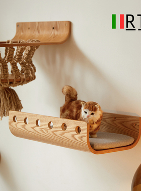 RTT上墙猫船猫窝实木猫爬架墙壁式猫跳台跳板四季牢固墙壁攀爬架