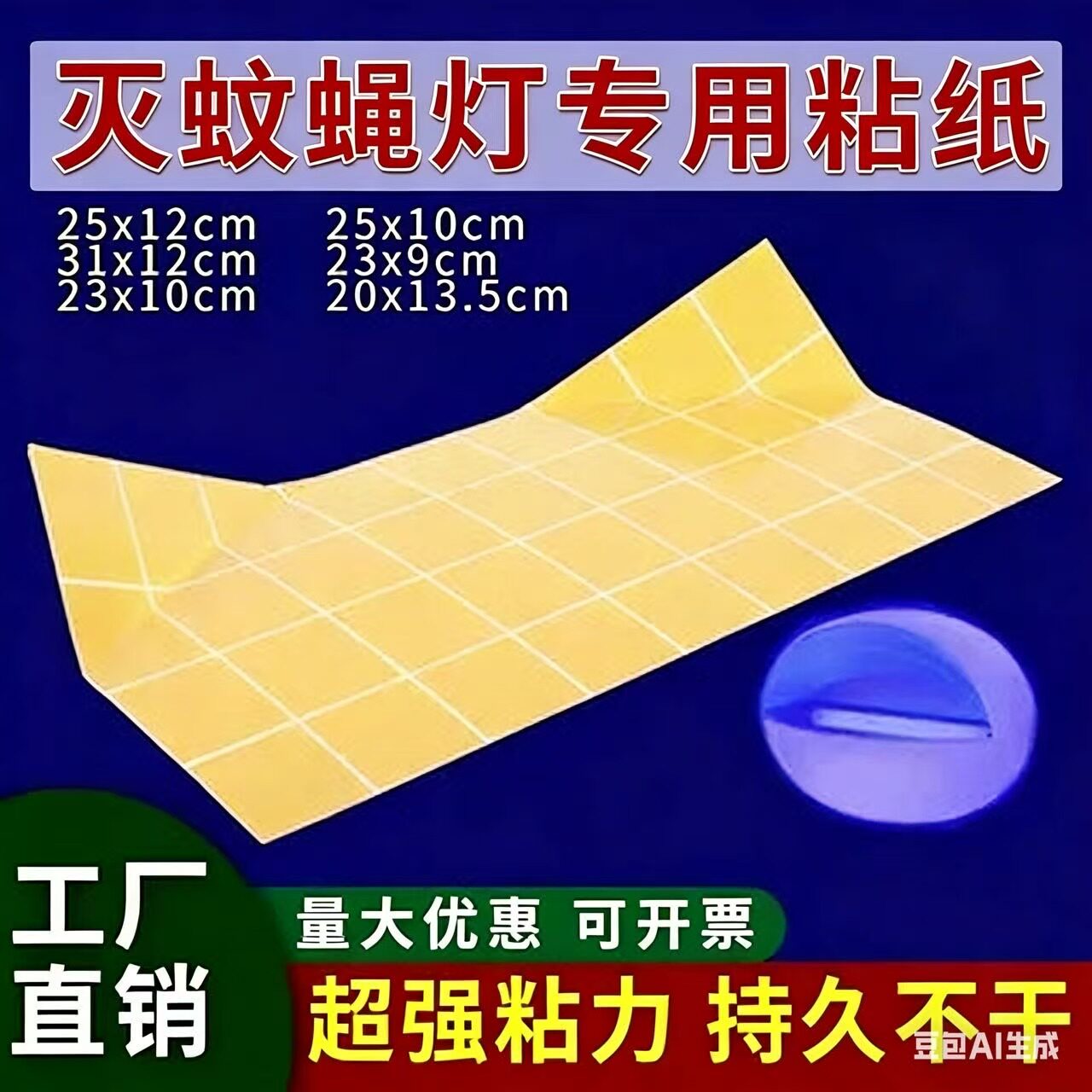 灭蝇灯粘纸灭蚊灯小飞虫板灭苍蝇纸蚊子贴板粘捕式灭蚊蝇灯专用纸