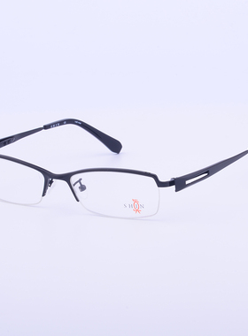 夏 真系列纯钛眼镜架钛架SI14533 BK黑色半框架近视眼镜框超轻