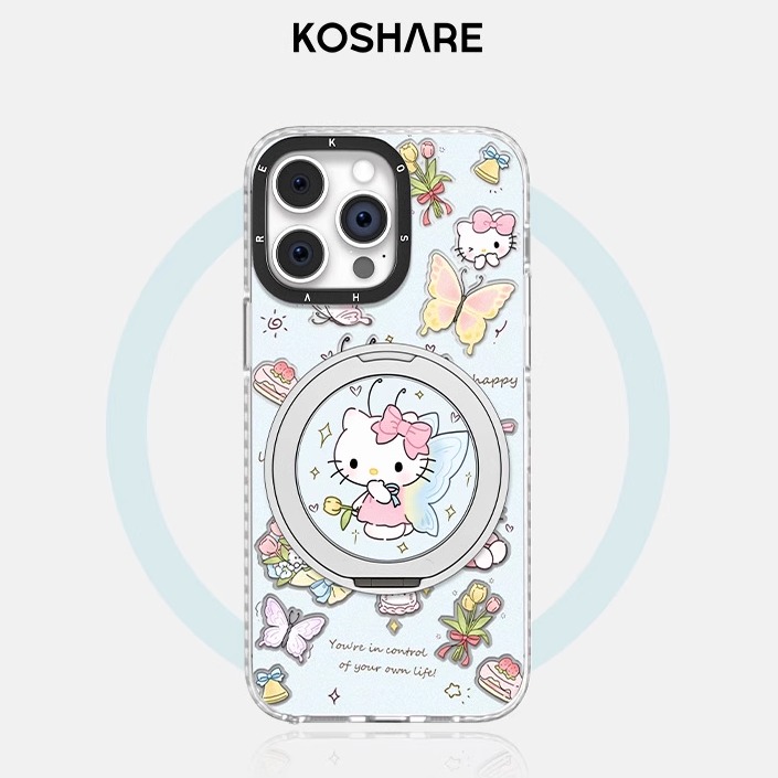 蝴蝶kt猫磁吸旋转支架高级感苹果