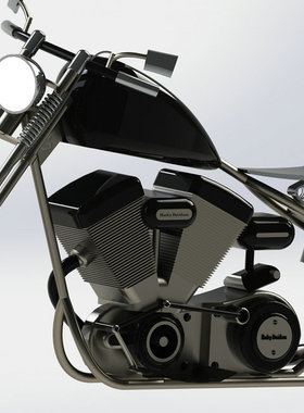 黑色版bobber概念摩托车图纸 SolidWorks2014设计