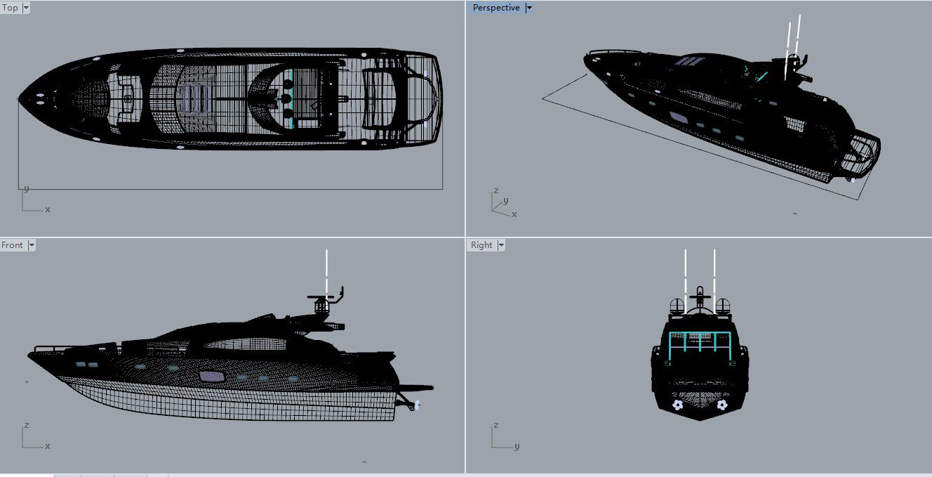 Sunseeker Predator 84 豪华游艇设计图纸 Rhino建模 stp船舶3D图片