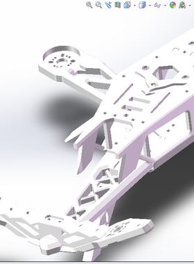 斜尾式四轴飞行器框架3D图纸 STP IGS格式 四轴飞行器结构三维图