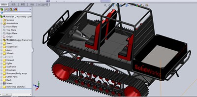 雪地卡车3D图纸 SolidWorks2012设计 附STEP格式 履带车三维建模