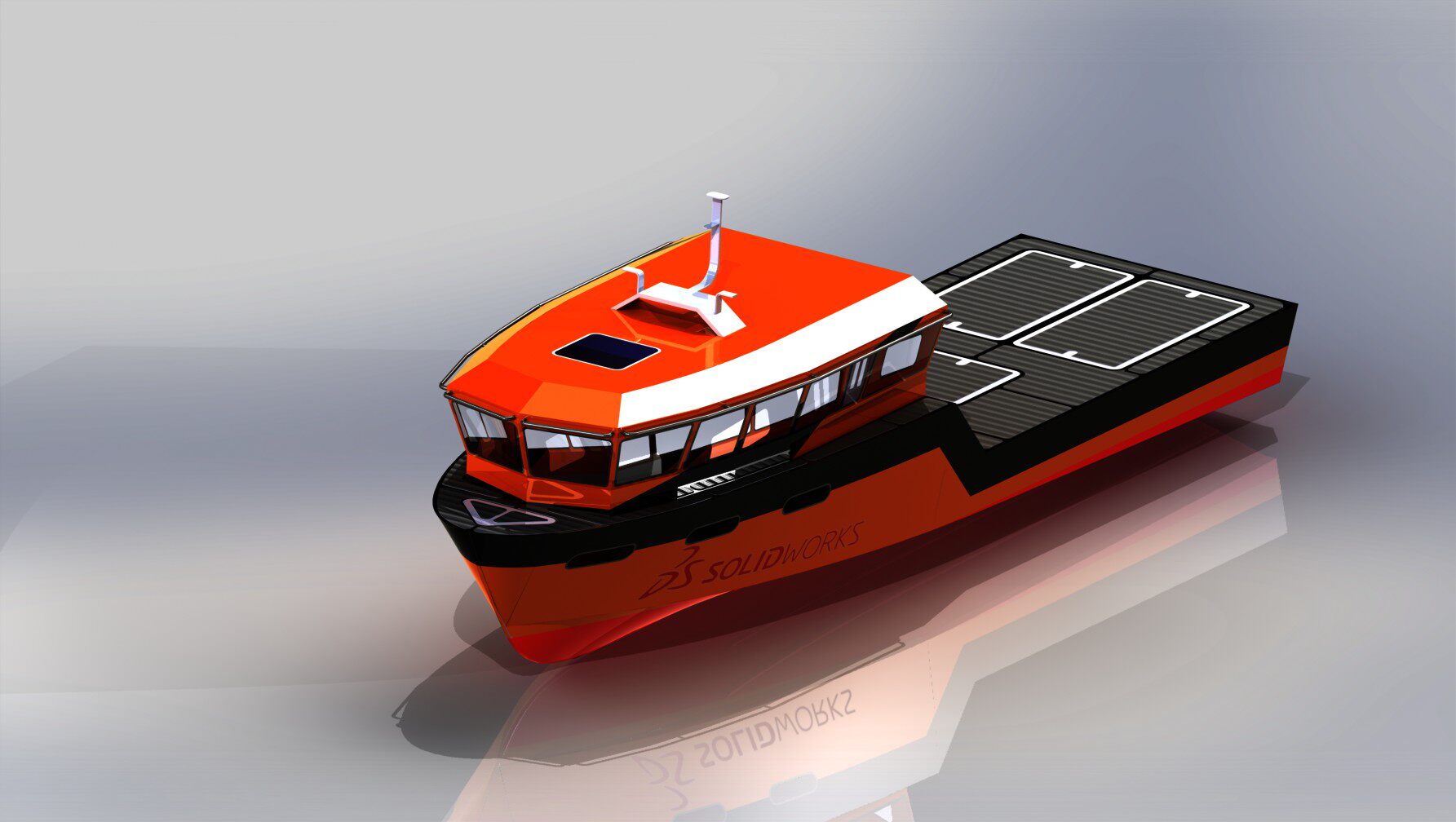 简易工作船3d图纸 solidworks2012设计