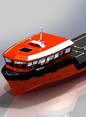 简易工作船3D图纸 solidworks2012设计