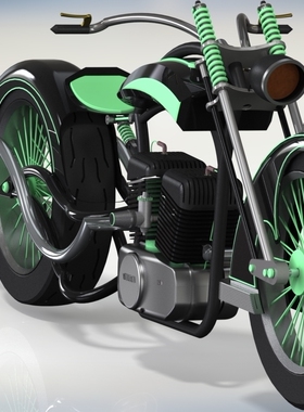 Maciej Poland设计的Chopper摩托车三维建模图纸 solidworks设计
