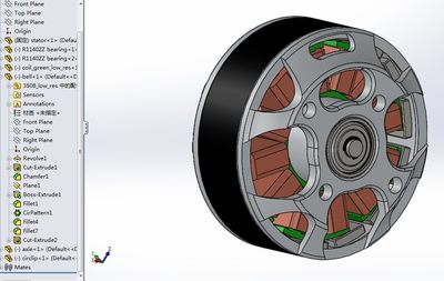 sunnysky朗宇v3508无刷电机3D图纸 Solidworks设计 附IGS格式