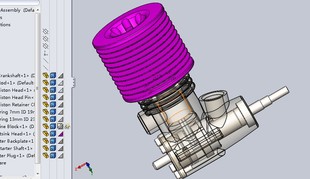2.5马力 HPI Nitro-Star S-25发动机模型图纸 SolidWorks设计