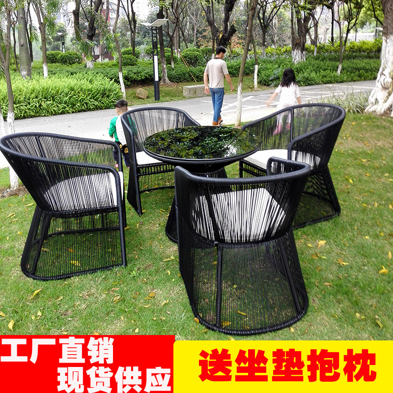 户外家具阳台休闲PE仿藤桌椅三五件套软装设计会所创意藤制桌椅子|msdalam kategori perabot kediaman, luar/perabot taman, Meja dan kerusi Kit - dari Buy2taobao.com untuk memberikan perkhidmatan ejen Taobao profesional membeli