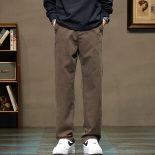 休闲裤 弹力小西裤 男直筒宽松垂直感男裤 半松紧腰男士 子秋季 春秋款