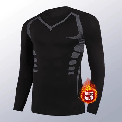 秋冬内搭打底保暖内衣男加绒厚速干长袖跑步运动体育生体能训练服