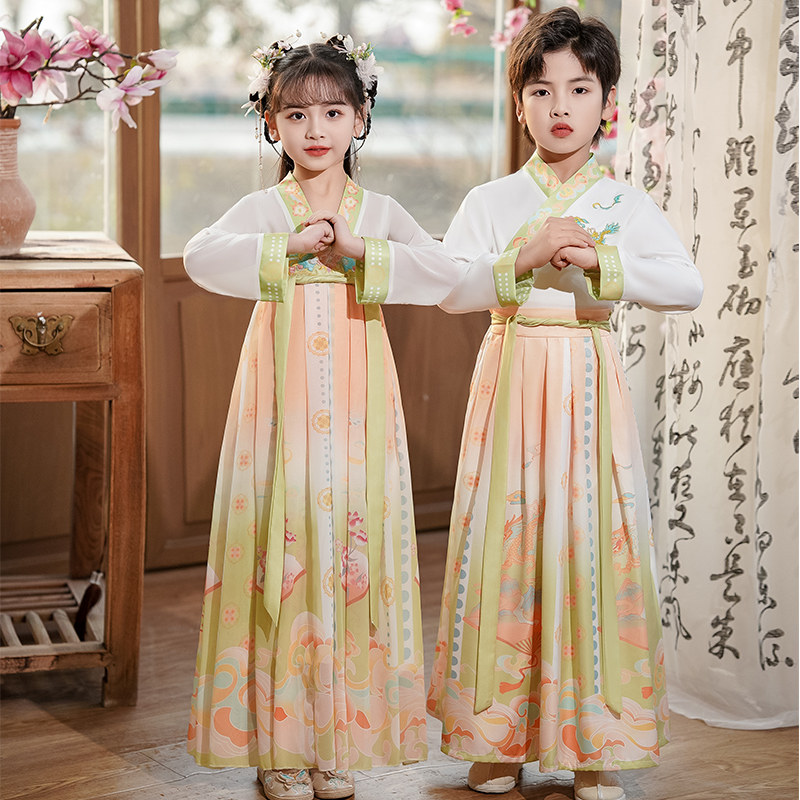 汉服男童国学服2025新款女童中秋节儿童小少爷古风帅气夏季套装女