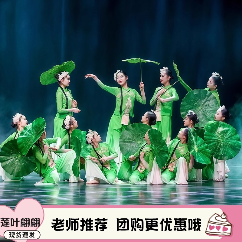 小荷叶舞蹈服莲叶翩翩演出服