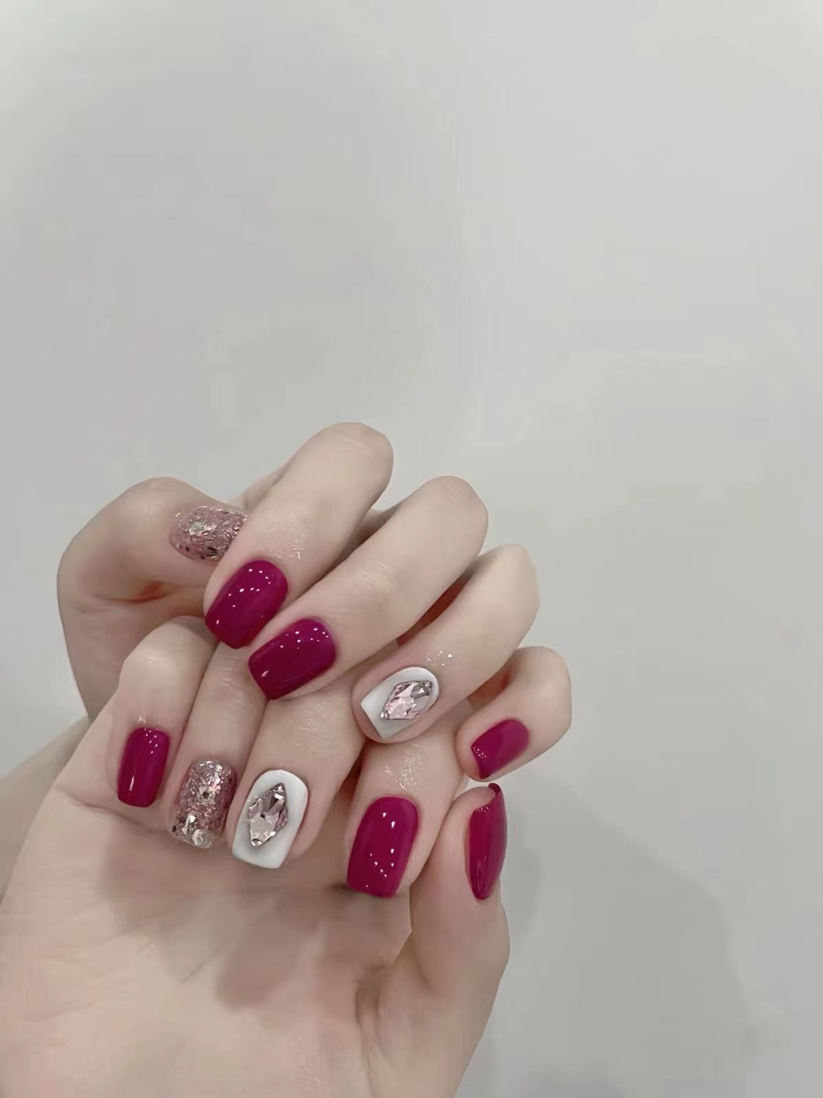 纯手工定制穿戴甲假指甲贴片红色