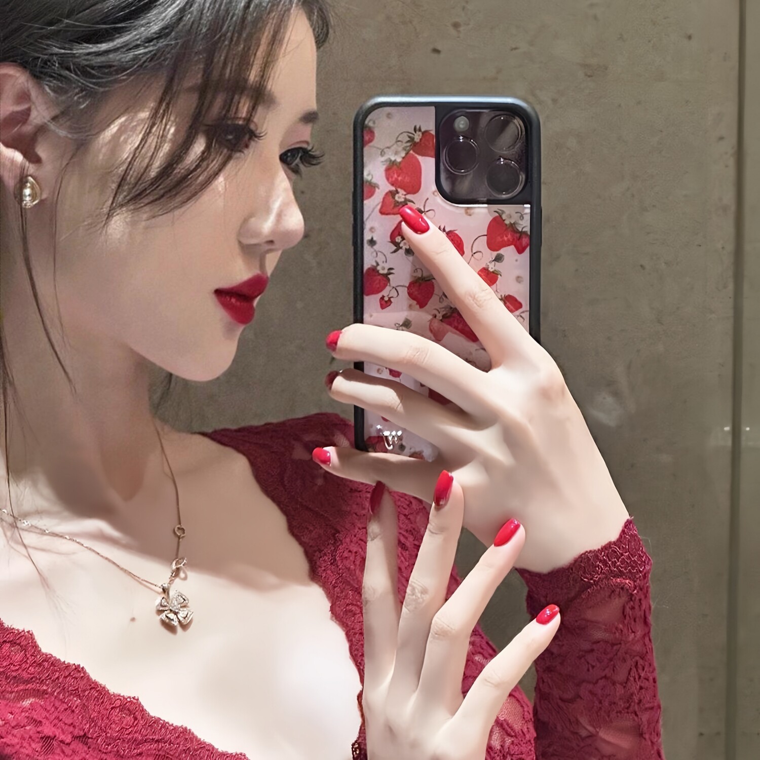 兔哥哥福利款战甲富贵气质转运宝石红美甲成品穿戴甲片可拆卸C15