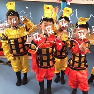 男童汉服天兵天将古代士兵演出服儿童古装盔甲戏曲花木兰将军衣服