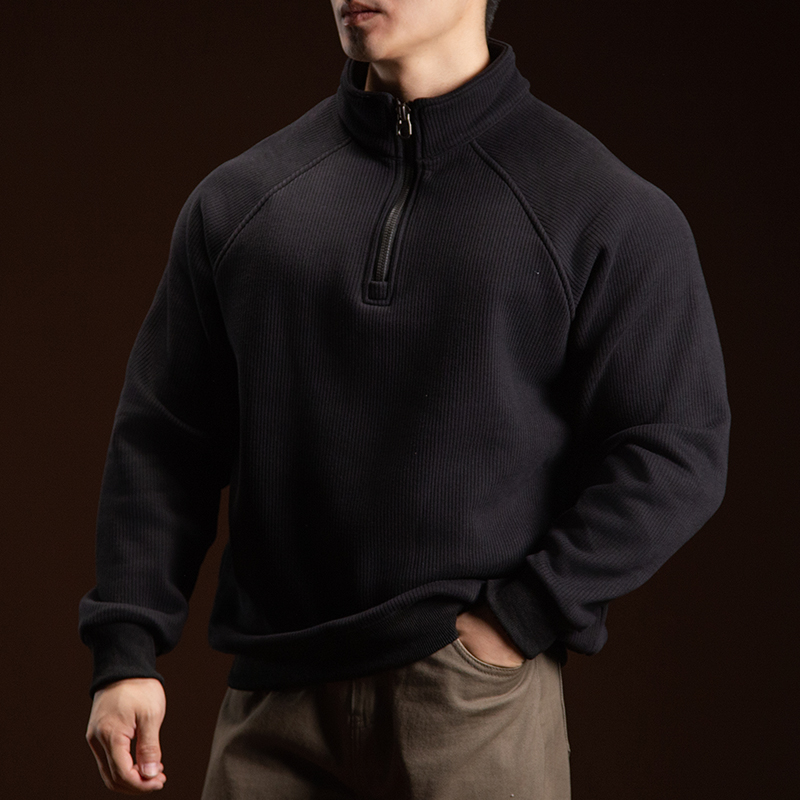 BARBRO男士半拉链插肩袖卫衣