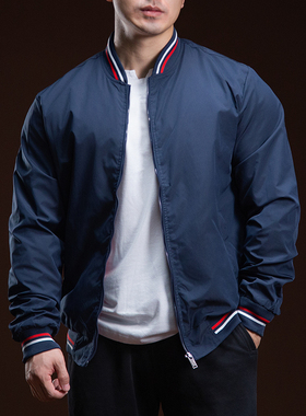 BARBRO美式复古棒球领男士夹克外套新款春秋款宽松立领男装上衣