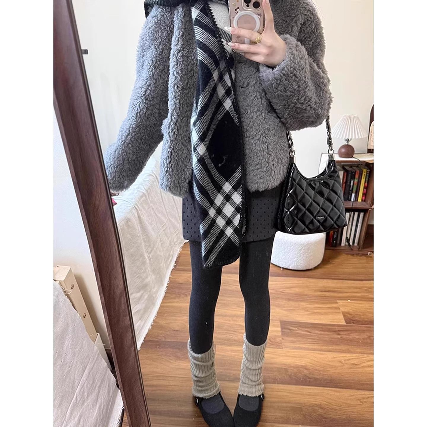 小个子a字包臀短裙子格雷miu系