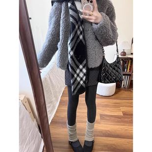 时尚灰色波点半身裙女秋冬加厚小个子a字包臀短裙子格雷miu系穿搭