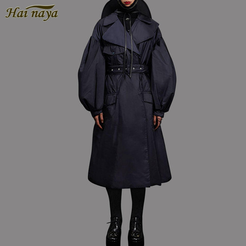 欧美中长款聚纤羽绒服海纳亚翻领