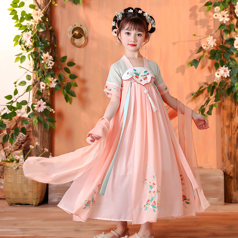 儿童汉服夏装女童中国风超仙女连衣裙12岁小女孩飘逸唐装襦裙春秋
