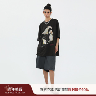 米丘寺 古典神话山羊印花圆领短袖 23SS 孩子 T恤 神 MIICHOUS