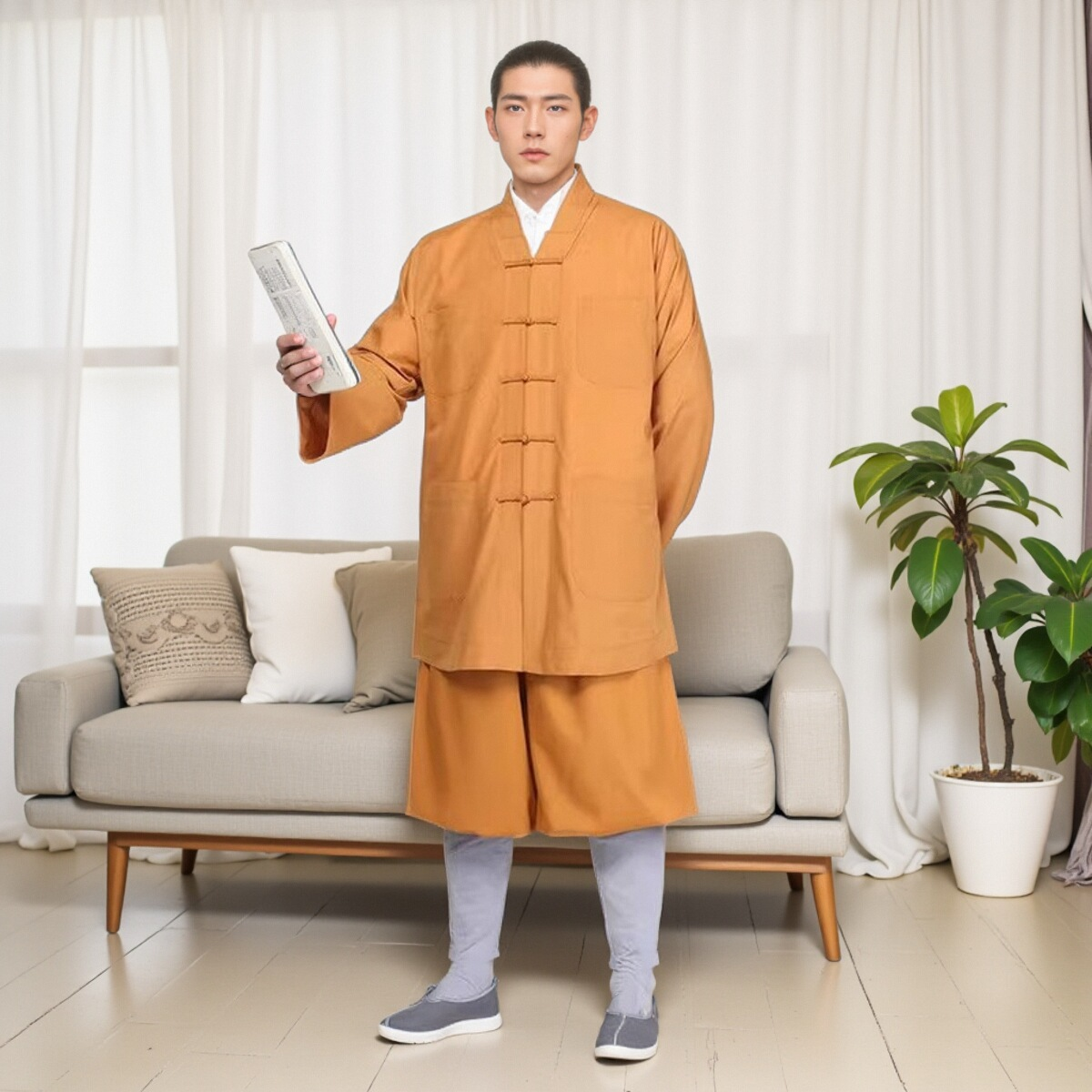 九莲花布扣夏季小褂套装透气不闷