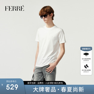 T恤2025夏季 FERRE費(fèi)雷100%純棉純色基礎(chǔ)百搭短袖 輕奢高級(jí)上衣男