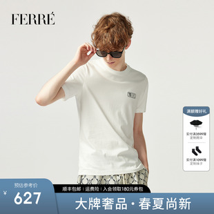 FERRE費(fèi)雷100%純棉簡(jiǎn)約logo休閑百搭短袖 T恤2025夏輕奢高級(jí)上衣男