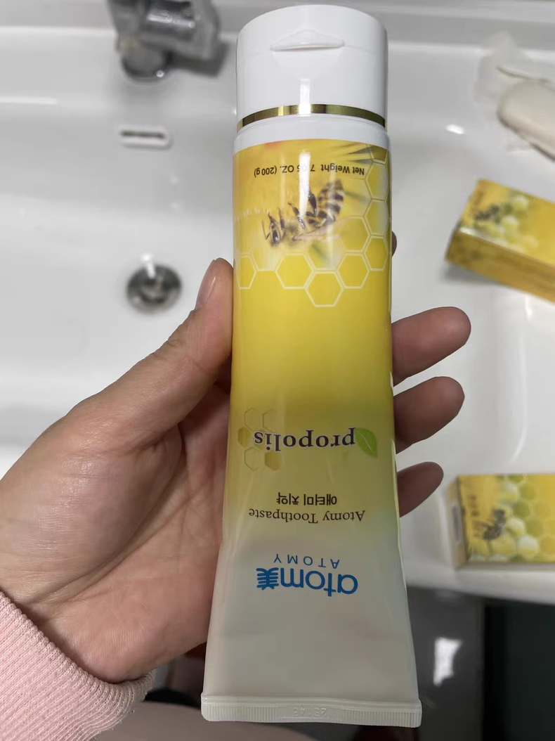 atom美天然蜂蜜蜂胶牙膏200g韩国艾多美牙膏蜂胶清新口气官网正品