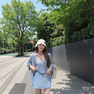 慵懒风套装 高腰半身短裙三件套 百搭修身 上衣针织显瘦外套女夏季