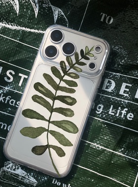 插画树叶iPhone17苹果16plus手机壳15小米civi5pro红米note14华为nova13荣耀100适用opporeno12一加vivos50女