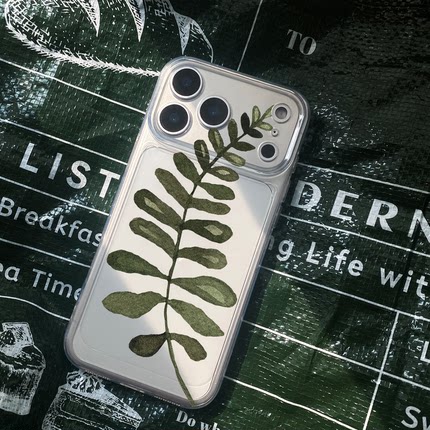 插画树叶iPhone17苹果16plus手机壳15小米civi5pro红米note14华为nova13荣耀100适用opporeno12一加vivos50女