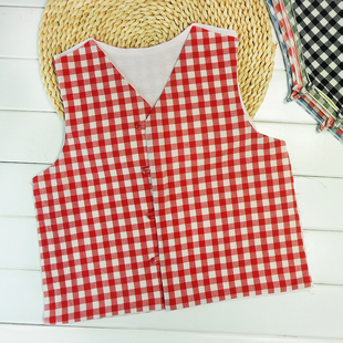 宝宝棉马甲裁片半成品婴幼儿童手工衣皮冬季布料柔软水洗棉格子