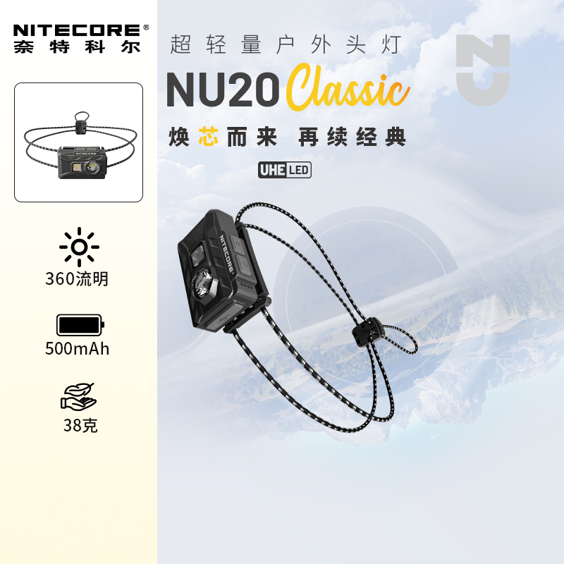 奈特科尔nu20classic头灯超轻