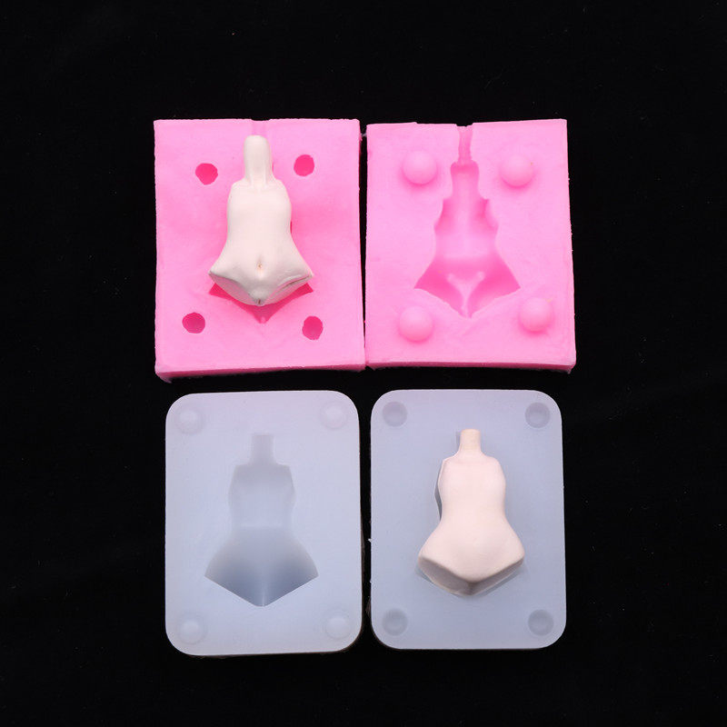 粘土人偶女版Q版模具 diy粘土身体硅胶模具翻糖人偶半身O版女模具