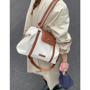 韩国复古托特包包女式2025新款潮单肩斜挎包大容量腋下通勤帆布包