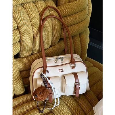 手提波士顿枕头包包女2025新款夏季单肩包大容量通勤学院风腋下包