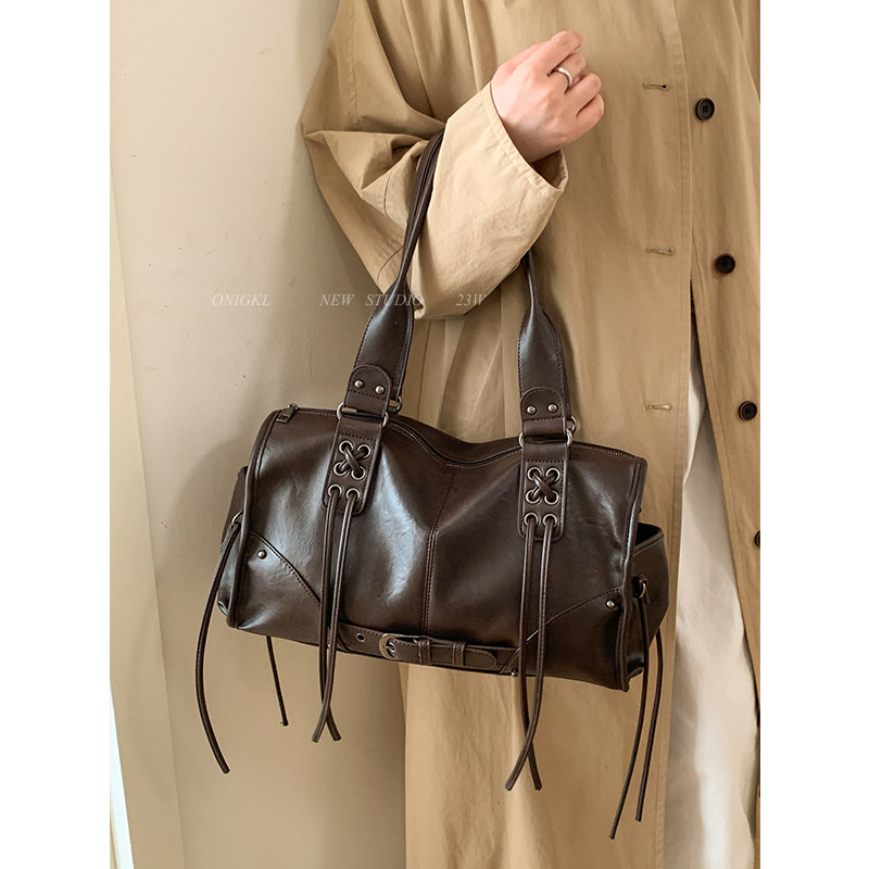 复古通勤手拎托特包包女式2025新款秋冬单肩包美拉德大容量斜挎包