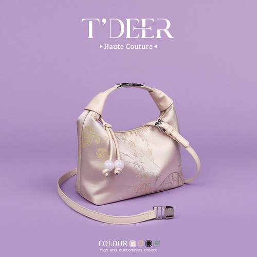 Tdeer国风丝绸刺绣新中式手提包