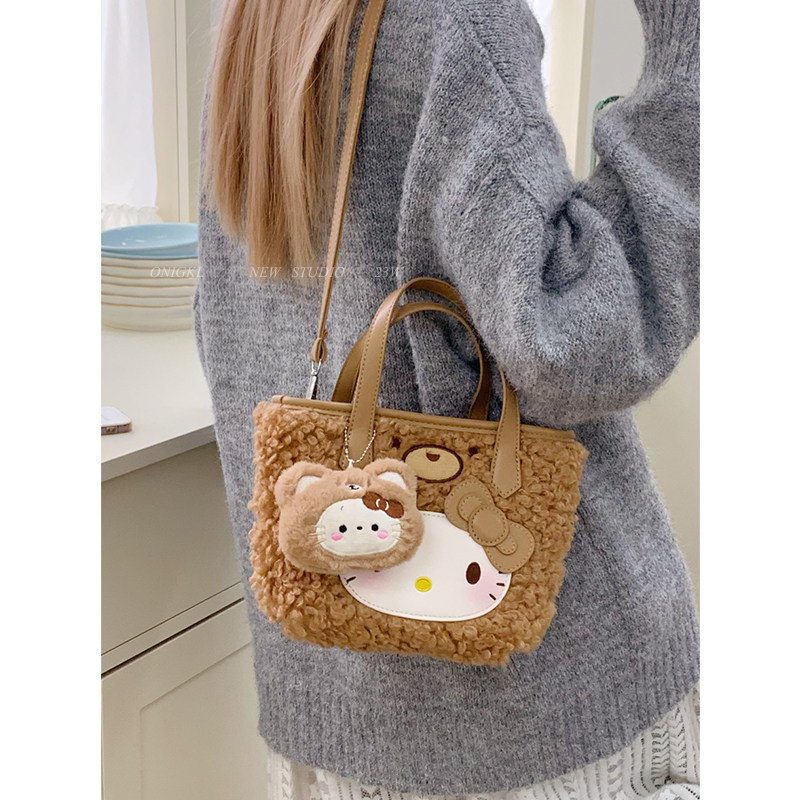 韩系小众设计毛绒包包女式2025新款秋冬单肩斜挎包可爱手提毛毛包