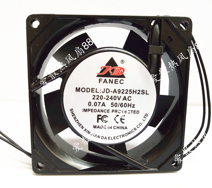 全新原装JD-A9225H2BL/H2SL风机220V机柜9025 9CM散热风扇0.07A